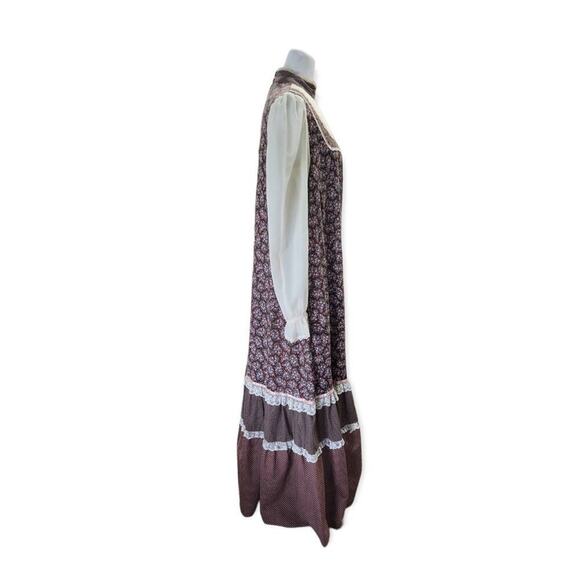 Vintage Gunne Sax 70s Floral Print Maxi Dress Cottage Prairie - Picture 12 of 14